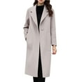 thumbnail image 2 of Women's Single Button Wool Blend Overcoat, Classic Knee Length Trench Coat, One Button Winter Coat, Warm Windproof Overcoat, Casual Formal Coat, Elegant Outerwear Jacket Beige, 2 of 8