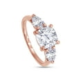 thumbnail image 4 of 2 2/5 CT 7MM Cushion Shape & 6X4MM Pear Cut Lab Created Moissanite Diamond 3-Stone Engagement Wedding Ring For Women In 14K Rose Gold Over Sterling Silver (VVS1 Clarity, 2.40 Cttw)-8, 4 of 7