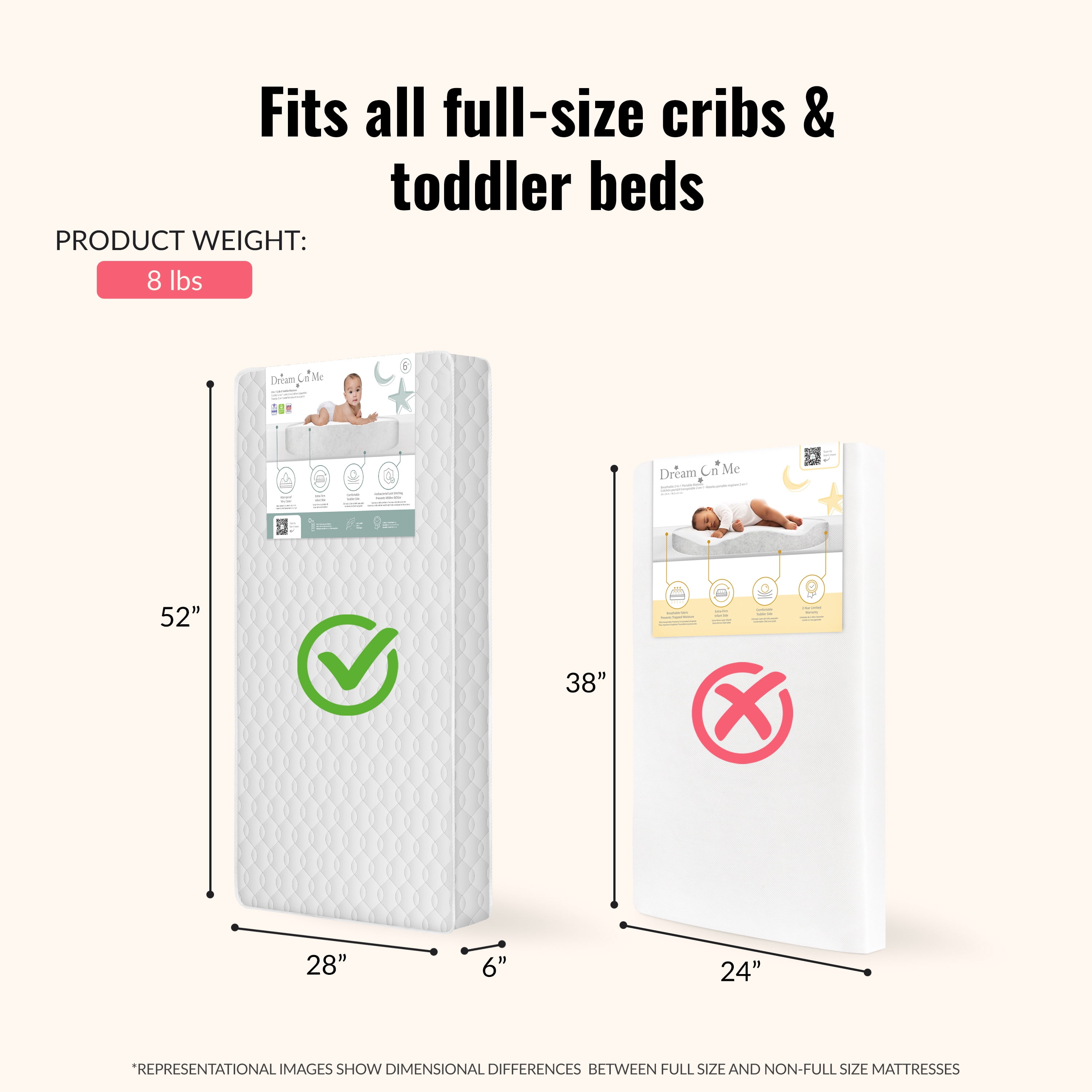 Dream on Me Carousel 6" Full-Size Firm Foam Crib & Toddler Bed Mattress
