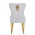 thumbnail image 6 of INCLAKE Set of 2 Velvet Dining Chairs, Tufted Upholstered Accent Chairs with Gold Legs and Nailhead Trim, Modern High Back Chairs with Lion Head Ring Pull for Living Room Kitchen, Light Gray, 6 of 7