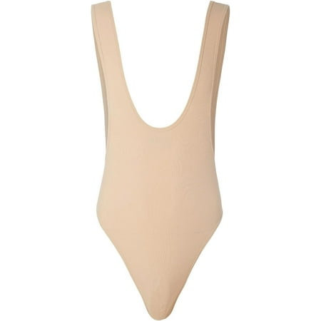 QIUYI Mens Sleeveless High Cut Thong Leotard Bodysuit One Piece Backless Deep U Neck Solid Singlet Undershirt Activewear
