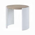thumbnail image 3 of Romani Side End Table, White High Gloss Wood, Brown Top, Oval 26 Inch, 3 of 5