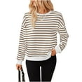thumbnail image 2 of Women's Striped Sweatshirt Long Sleeve Crew Neck Pullover Oversized Y2K Shirt Tops Fall Fashion Clothes, 2 of 5