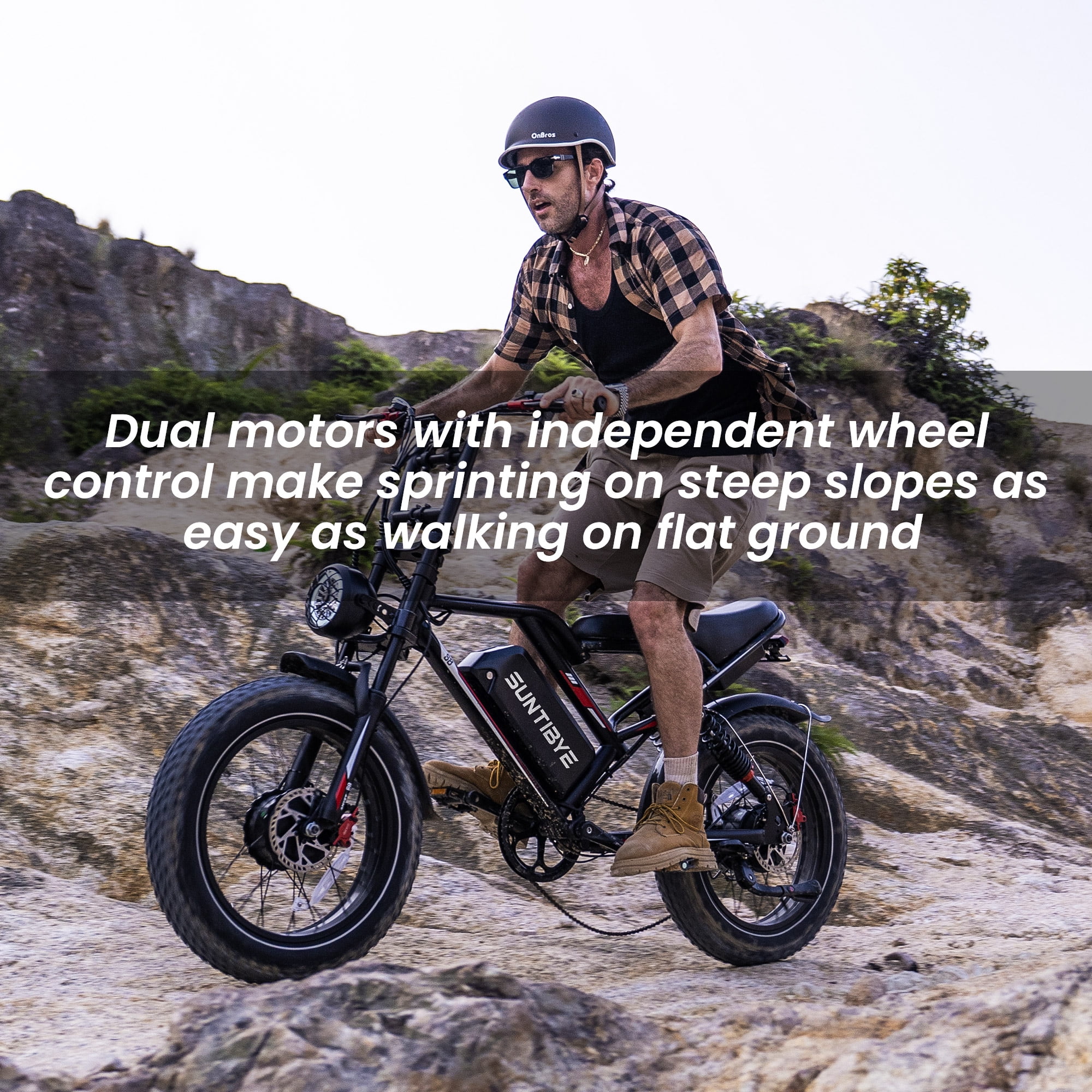 SUNTIBYE S8 2Pcs Electric Bike,Dual Motor Peak 3000W Ebike ,20"x4" Fat Tire Mountain Bike,7-Speed 48V 25AH UL2849