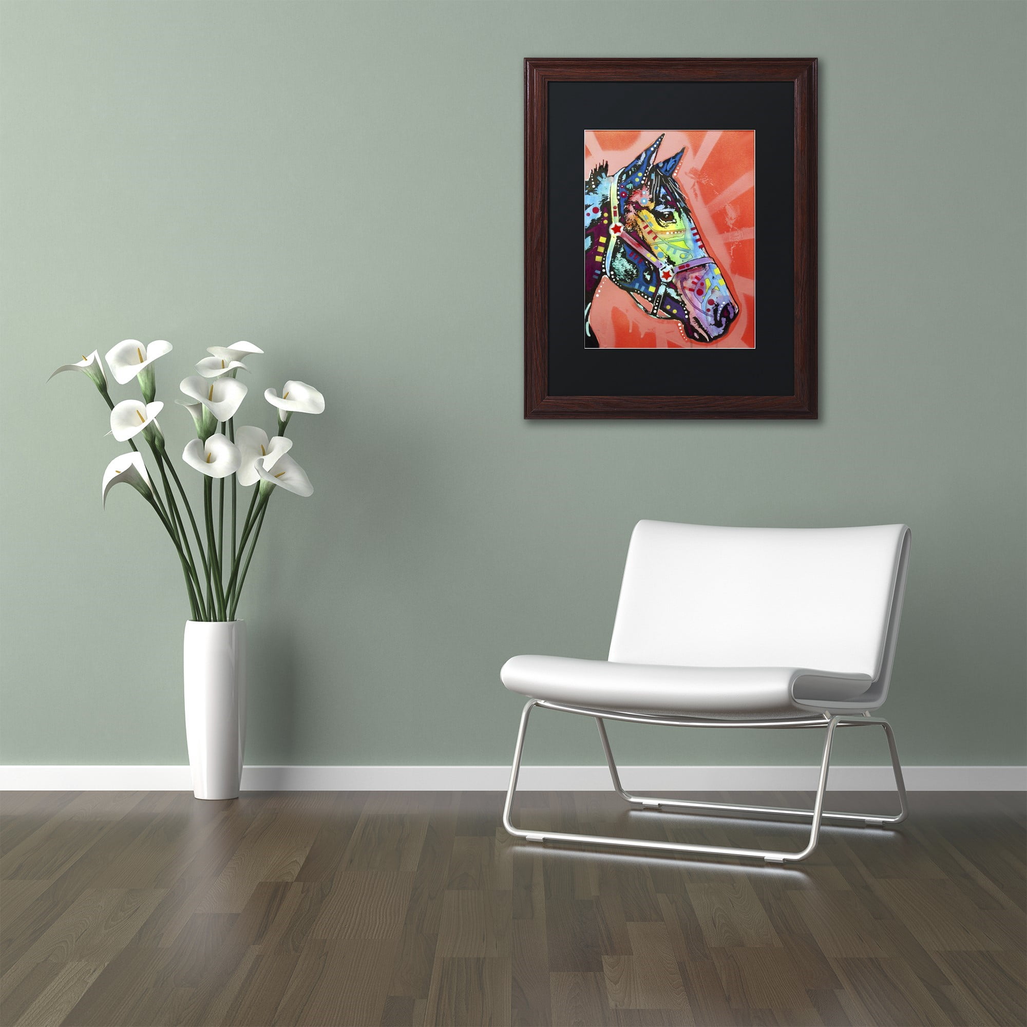 Trademark Fine Art 'WC Horse 3' Canvas Art by Dean Russo, Black Matte, Wood Frame