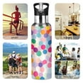 thumbnail image 7 of Yayeee 20oz Double Wall Stainless Steel Water Bottle with Flip Straw, Light Colorful Circles, 7 of 7