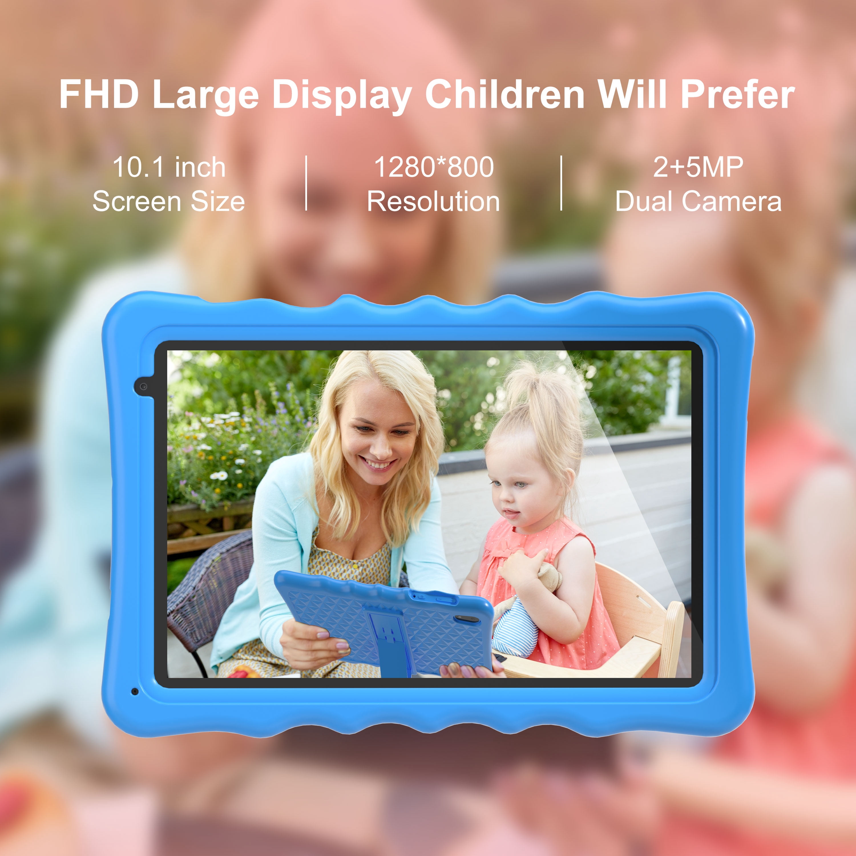 Kids Tablet, 10.1 inch Android 13 Tablet for Kids, 4GB RAM 32GB ROM 5000mAh Battery, Toddler Tablets with Bluetooth, WiFi, Parental Control, Dual Camera, Shockproof Case