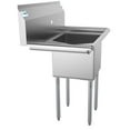 thumbnail image 3 of 1 Compartment 33" Stainless Steel Commercial Kitchen Prep & Utility Sink with Drainboard - Bowl Size 15" x 15" x 12", 3 of 9