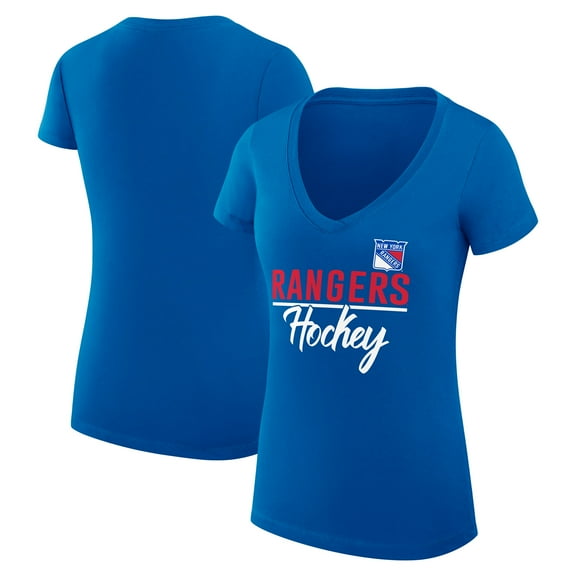 Women's G-III 4Her by Carl Banks Blue New York Rangers Super-Slim Fit Lightweight Team Sport V-Neck T-Shirt