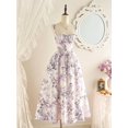 thumbnail image 3 of Apricot Floral Midi Dress With Pockets Vintage Cottagecore Sweetheart Neckline Summer Casual Wedding Guest, 3 of 8