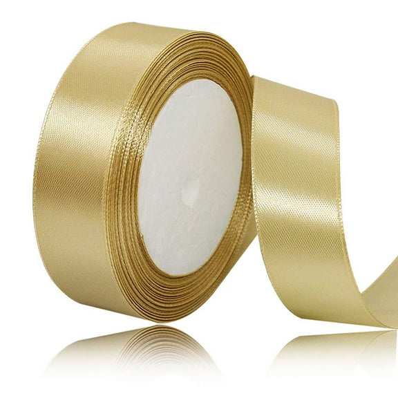 Satin Ribbon 1 Inch Wide 25 Yards Long, Soft Shiny Ribbon for Gift Bows, Wreath Making, Sewing Projects, Event Decor, Crafting Supplies, Gold