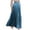 Blue, variant on WTOBBY Women's Casual Pleated Solid Color Maxi Skirt A-Line Floor Length Skirt High Waist Flowy Swishy Long Skirt with Elastic Waist for Boho and Daily Style,Black L