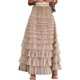 thumbnail image 5 of Falda de malla con volantes para mujer falda larga ajuste holgado estilo Sexy traje diario sencillo y, 5 of 9