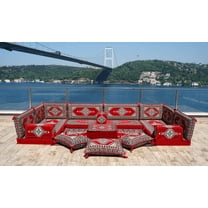 Arabic Floor Seating, U Shaped Sofa Bed, Diwan Sofa, Red Turkish Sofa, Floor Cushion Seating, Sleeper Couch, Modular Sofa