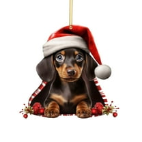 KCEHTA Dachshund Christmas Ornaments 2024, Dachshund Christmas Decor, Dog Ornaments for Christmas Tree, Personalized Cute 2D Acrylic Dachshund Dog Christmas Tree Hanging Ornaments