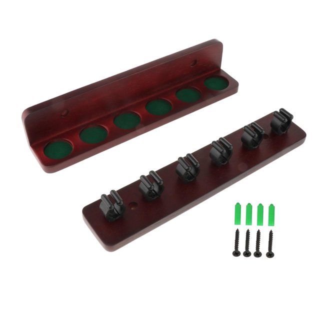 Siruishop Pool Cue Rack Pool Table Rods Organizer Stand Easy to Install Hold 6 Pool Sticks Claret