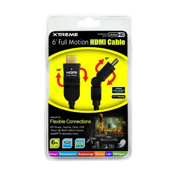 6 Ft. Xtreme Full Motion HDMI Cable - Noir