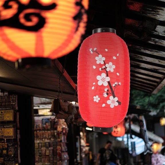 Tineasur Japanese Red Paper Lanterns Set for Indoor Home Decoration and Party Lighting Ambiance