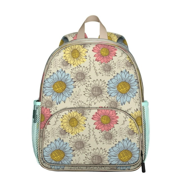 Wildflower Sunflower Backpack - Breathable Adjustable School Bag with Reinforced Stitching