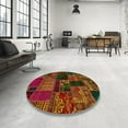 thumbnail image 3 of Ahgly Company Indoor Round Abstract Red Oriental Area Rugs, 7' Round, 3 of 6
