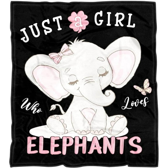 Elephant Blanket Pink Elephant Gifts for Women - Just A Girl Who Loves Elephants, Soft Cozy Flannel Sofa Bed Throw Blanket, Kids Plush Small Blanket 50x40 Inch