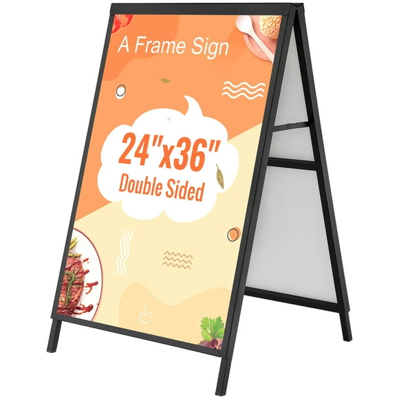 KFFKFF Panneau de Trottoir Design en A, Panneau de Signalisation Coulissant Robuste 24x36 Pouces, Panneaux de Sandwich Pliants à Double Face, Affiche de Signalisation en Acier (Cadre Seulement)