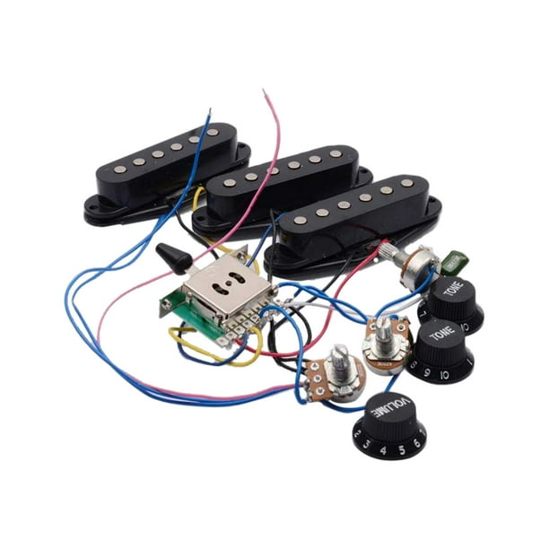 Juego de pastillas de guitarra precableadas con potenciómetro de pastilla Single Single Single Pickup Negro Yuyangstore Pastillas pasivas