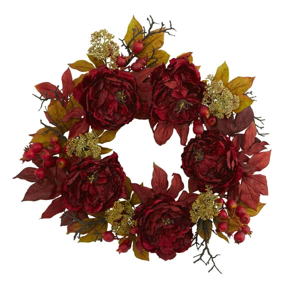Nearly Natural Floral Polyester Wreath, 24" (Assorted Colors)