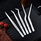 thumbnail image 3 of Pinzas de cocina de acero inoxidable de 5 piezas, juego de pinzas profesionales para chef para un agarre preciso, para cocinar, hornear, enchapado y decorar pasteles., 3 of 8