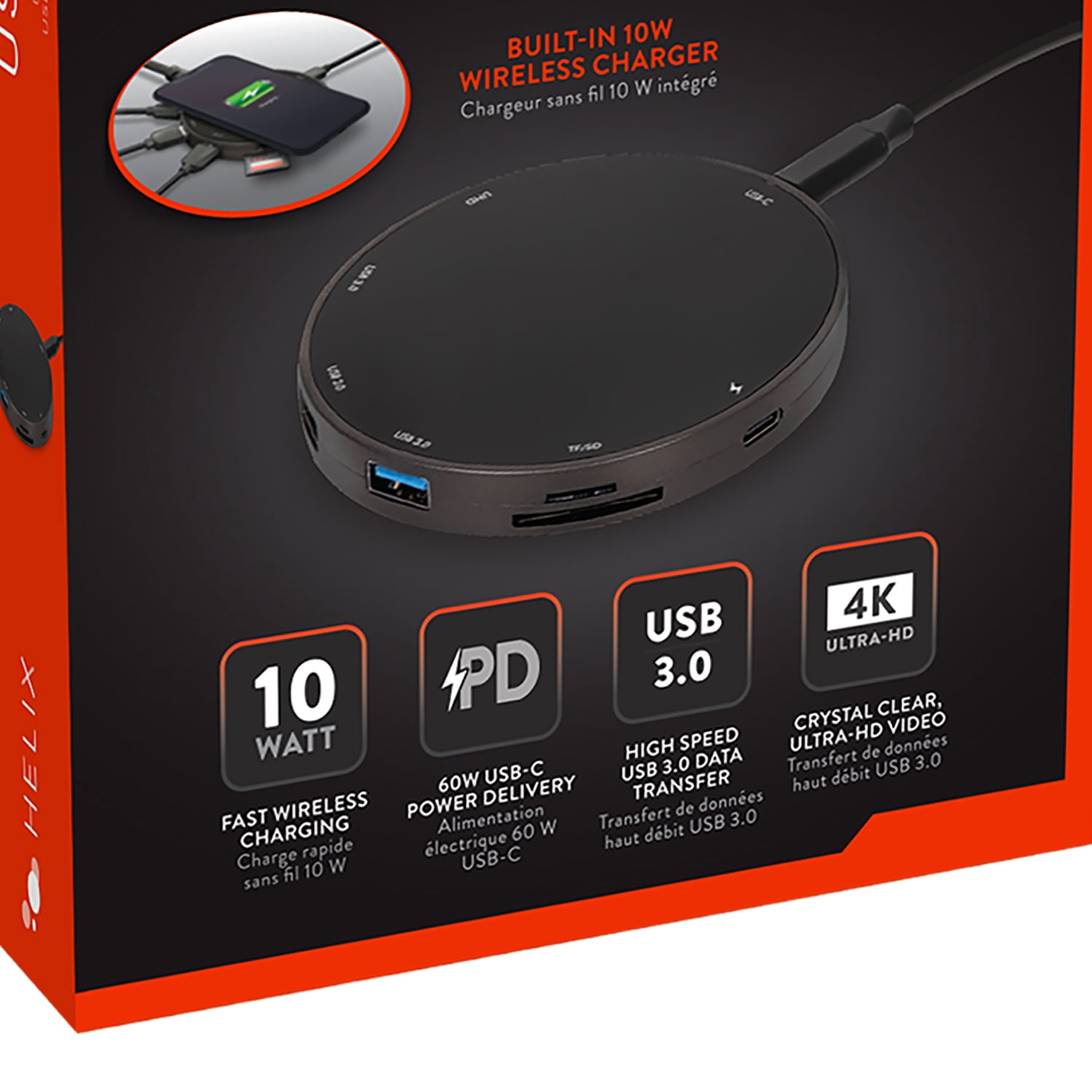 HELIX 9-in-1 USB-C Multi-Port Hub with Wireless Charging, ETHHUB9