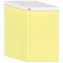 Office Depot Perforated Writing Pads, 8 1/2in. x 14in., Legal Ruled, 50 Sheets, Canary, Pack Of 12 Pads, 99420