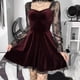 thumbnail image 2 of Vestido gótico de mujer de manga larga ahuecado de encaje adelgazante de gamuza de cintura alta vestido Punk de retazos vestido de noche Pompotops hdfakjf9746, 2 of 9