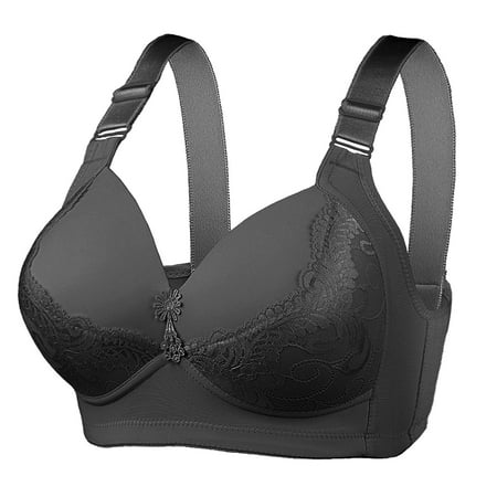 

hoksml Womens Bras no Underwire Full Support Women s Plus Size Bra Casual Sexy Lace Front Button Shaping Cup Shoulder Strap Underwire Bra Plus Size Extra-Elastic Wirefree