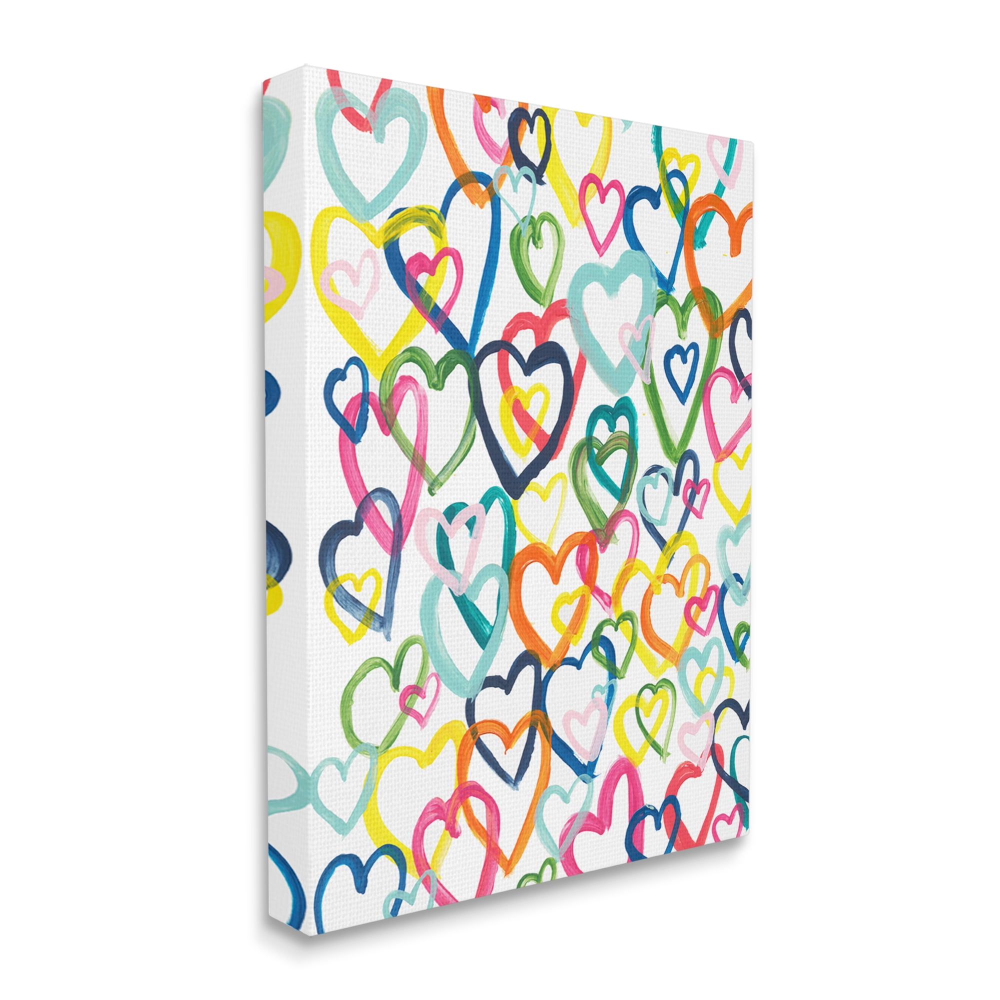 Stupell Industries Lovely Bold Rainbow Hearts Pattern Collage , 24 x 30, Design by Bronwyn Baker