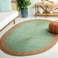 thumbnail image 2 of SAFAVIEH Natural Fiber Cebrail Geometric Area Rug, Teal/Natural, 5' x 8' Oval, 2 of 7