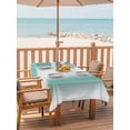 thumbnail image 2 of Outdoor Table Cloth with Umbrella Hole and Zipper,Aqua Teal White Ombre Waterproof Rectangle Tablecloth 60"x102",Modern Abstract Art Farmhouse Gradient Table Cover for Outside Party Patio Picnic, 2 of 8