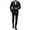 Navy, variant on LEKWK Black Suits for Men Cropped Double Breasted 2 Piece Suit Slim Fit Blazer and Trousers Set Buttons Formal Business Tuxedo Jackets Party Wedding Evening Outfits