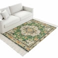 thumbnail image 4 of Green Boho Washable Area Rug 3'x5', Farmhouse Tribal Vintage Tribal Texture Woven Cotton Tassels Kitchen Rugs, Non Slip Indoor Door Mat Throw Carpet for Entryway Living Room Nursery Laundry Room, 4 of 9