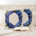 thumbnail image 3 of Spring Purple Flower Wreath Pillow Covers 2 Pack Country Watercolor Floral Leaf Linen Pillowcase Waterproof Outdoor Throw Pillow Cover for Patio Garden Square Cushion 20”x20”, 3 of 9