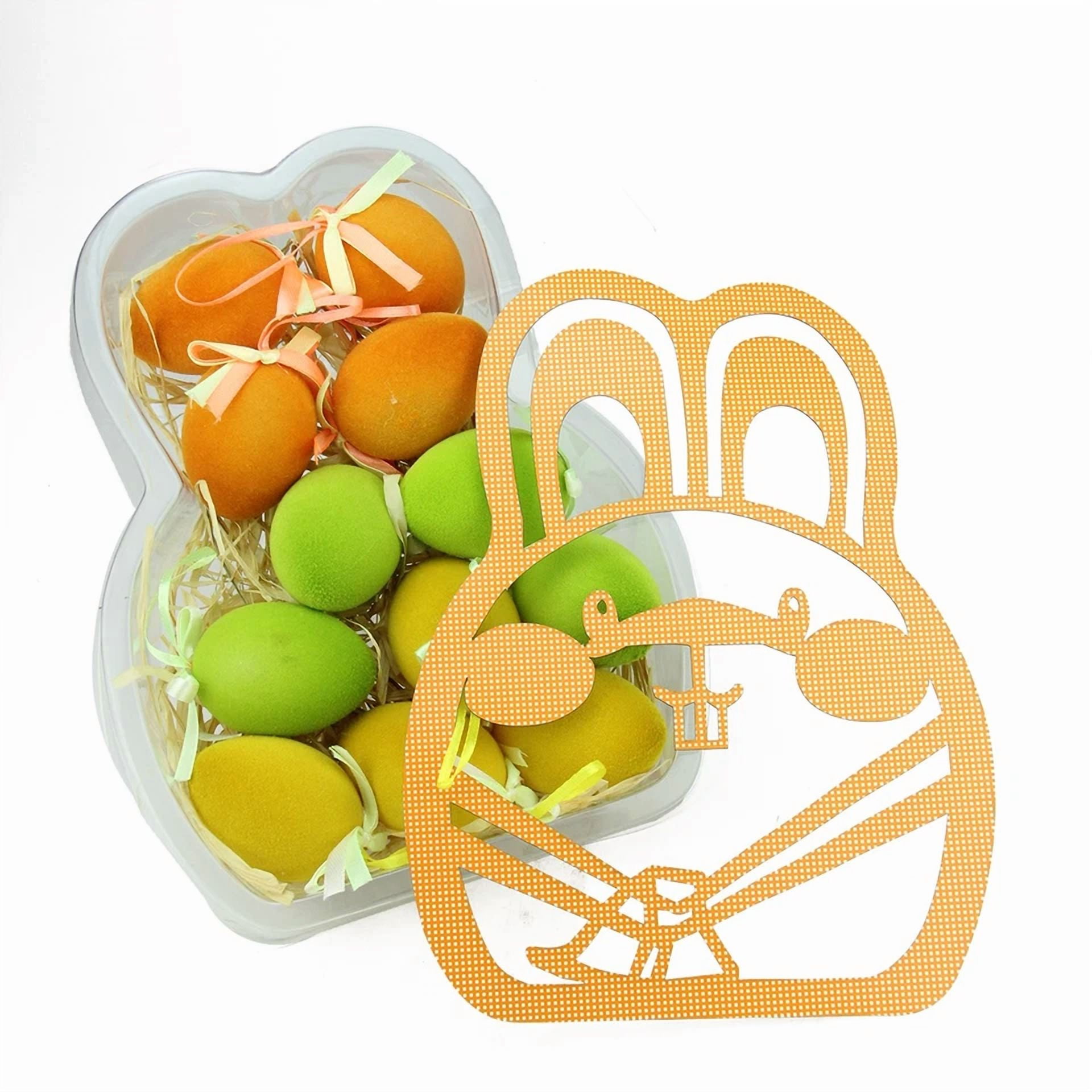 KNACK - Northlight Set Of 12 Orange, Green And Yellow Spring Easter Egg Ornaments 2.5"