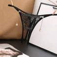 thumbnail image 3 of Panties for Women,Japanese Sheer Lace Low Waist Underwear For Women Elegant Pearl T Back Design Apparel,Womens Underwear,Black,One Size, 3 of 3