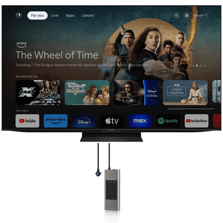 SHARP 4T-C75FV1U 75 Inch Class AQUOS XLED 4K Ultra HD Mini LED Google TV with Austere 5S-PS6-US1 V-Series 6-Outlet Power w/Omniport USB (2024)