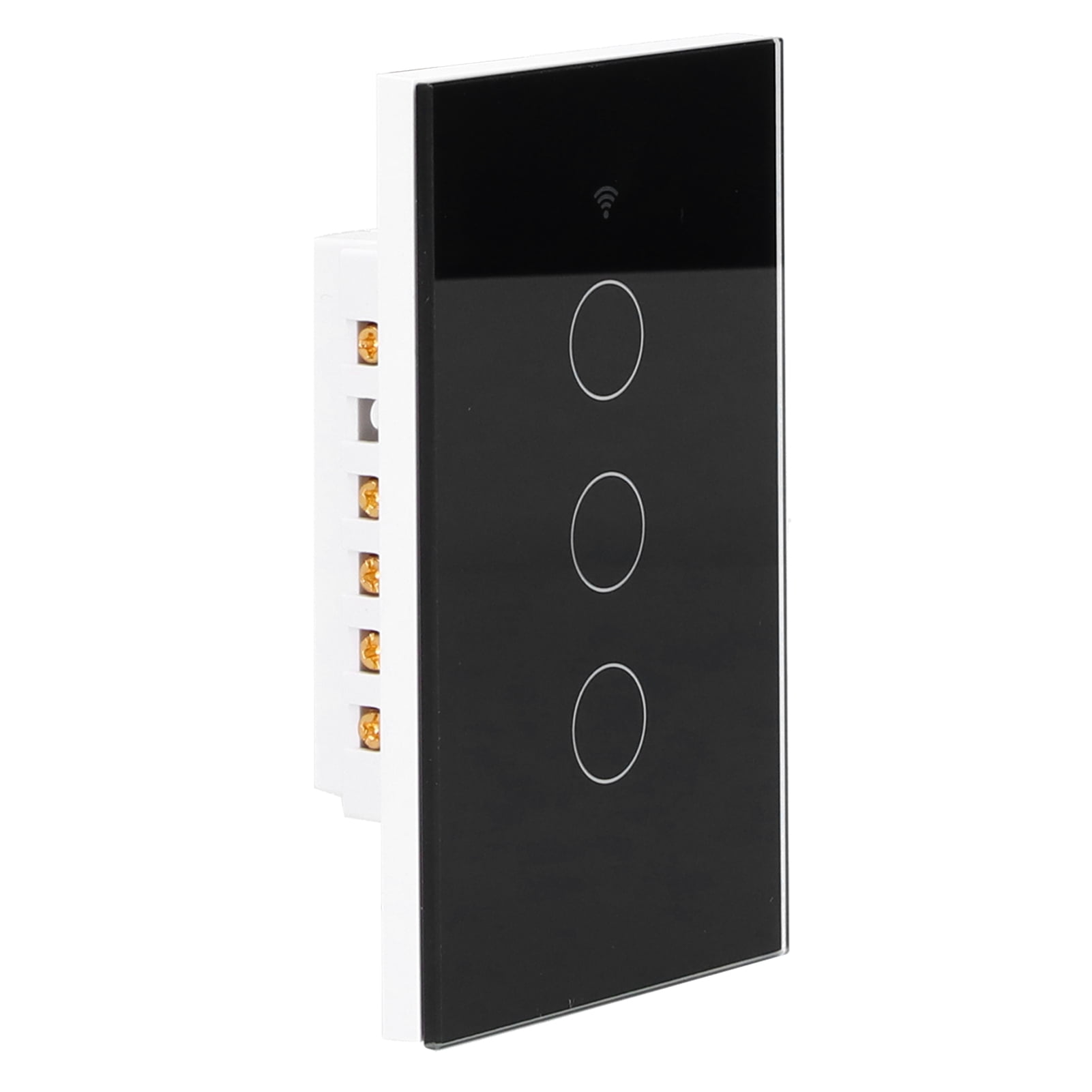 BIMZUC Intelligent Light Touch Switch Remote Control 3 Gang American Type Zigbee Home Automation Wall Switch Panel 100-240V Black (15 cm / 5.91 inches)