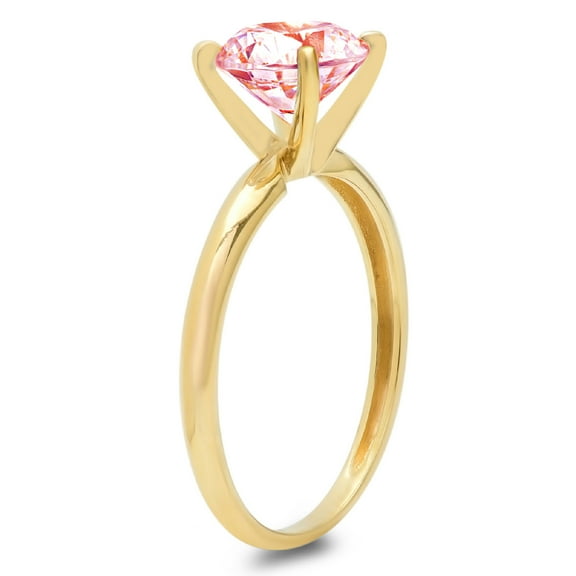 2.5 ct Round Cut Simulated Pink Diamond Solitaire Engagement Ring for Women in 18K Yellow Gold