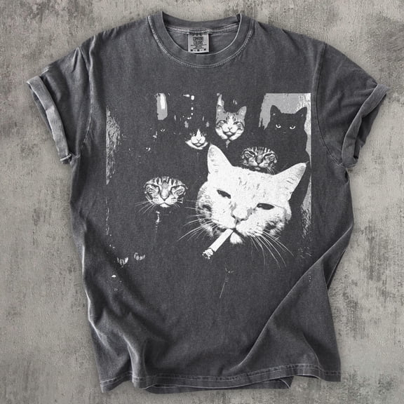 LOVETEE Funny Cat Shirt, Meme Cats Graphic Tee, Vintage Cat Lover Shirt, Funny Cat Meme Tee, Edgy Cat Shirt, Cat Dad Gift, Cat Mom Shirt, Black S