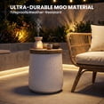 thumbnail image 3 of FOROUTIA 17" White Jar Shape Side Table, Waterproof Magnesium Oxide Accent Table with Faux Wood Top, Weather-Resistant Indoor Outdoor End Table for Patio, Living Room, Bedroom, 3 of 7