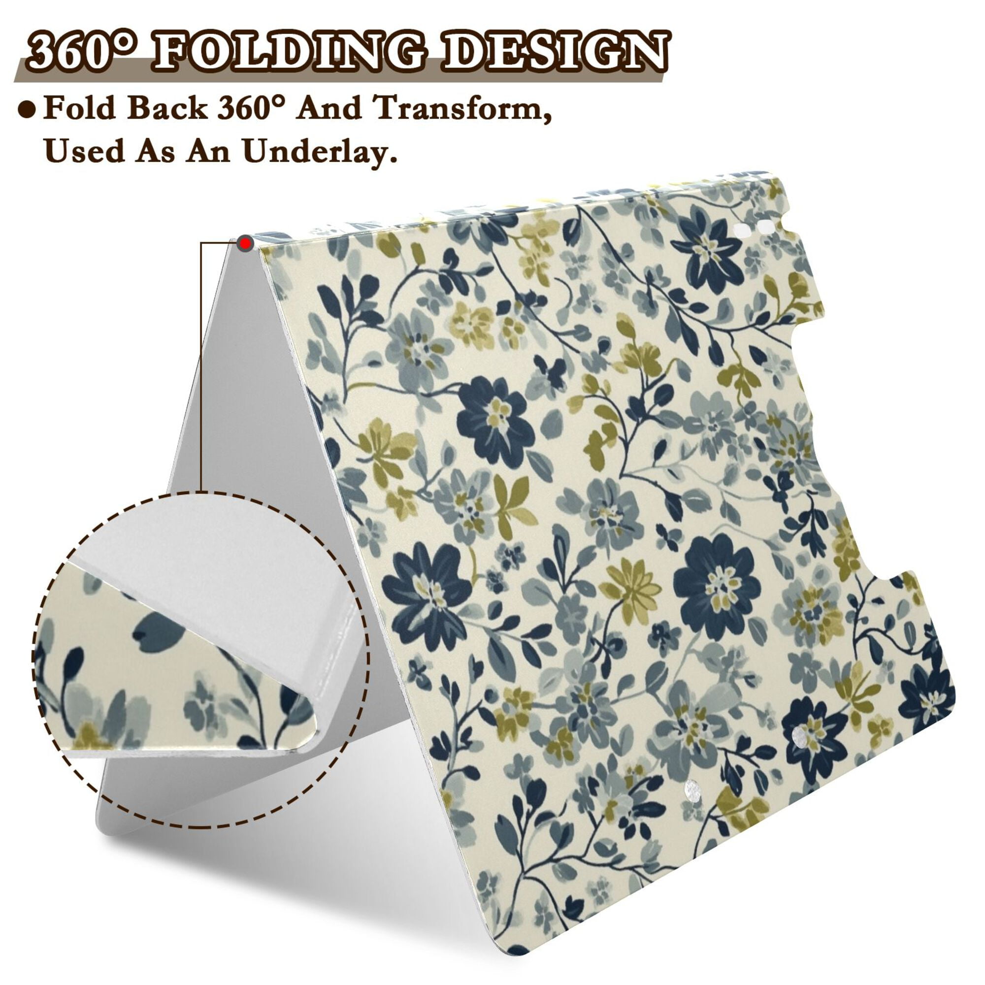 FORMRS A4 Clipboard Folder with Pen Holder Horizontal Foldable School Office Binder, Light Floral
