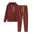 thumbnail image 3 of Blekii Women's Solid Color Hoodie And Sweatpants Set, Matching Long Sleeve Top & Bottoms, Casual Loungewear for Home Or Gym, Soft French Terry Fabric, Comfortable Two-Piece Outfit, 3 of 10