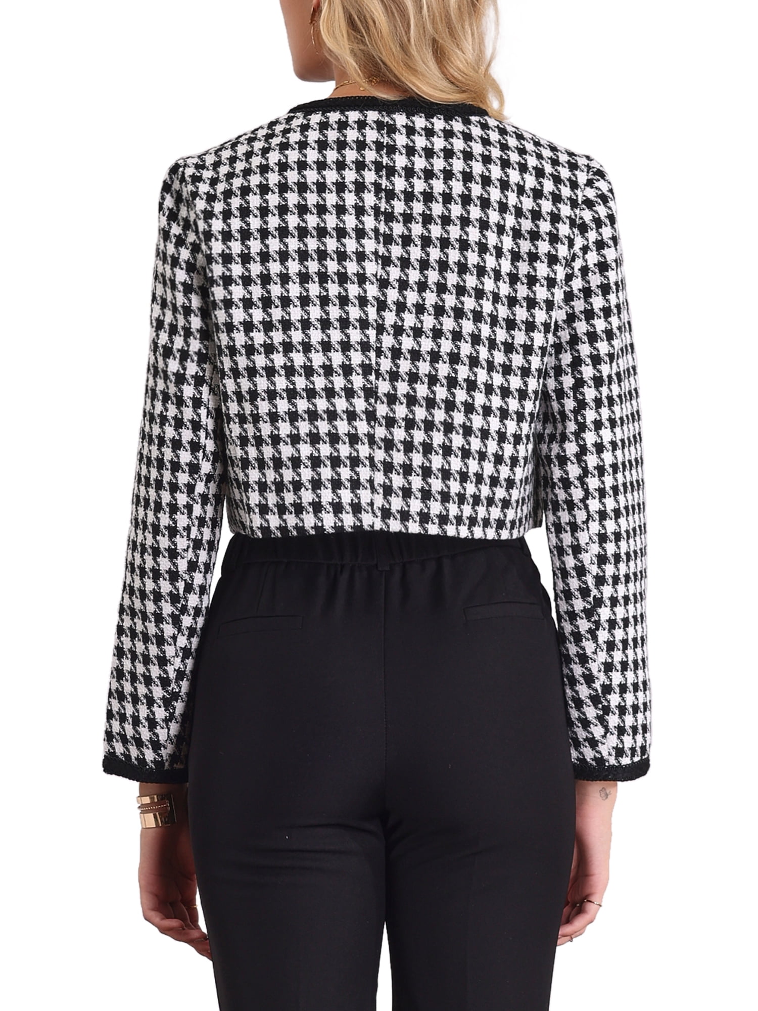 ◇NASTY FANCY CLUB◇ NF Houndstooth Check Crop Knit Tee BLAC