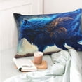 thumbnail image 4 of Goofa Moonlit Blue Wolf Print Plush Throw Pillow Case, Soft Velvet with Hidden Zipper, Decorative Cushion Cover for Sofa, Bed, Car, and Home Décor-16"x24", 4 of 6